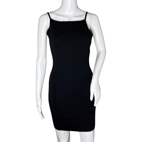 Zara Dress Womens Small Solid Black Mini Bodycon‎ Layering Neutral Minimalist - Picture 1 of 9
